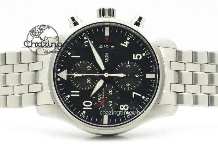 MIROTIME 0114 Minimalist Pilot Chrono 3777 43mm ZF 1:1 Best Edition Black Dial On SS Bracelet A 7364